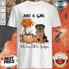 Just A Girl Who Lived Fall And Yorkipoo Halloween Shirt