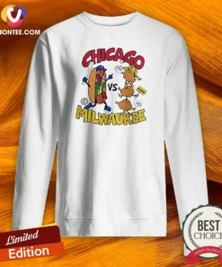Funny Chicago Cubs Vs Milwaukee Brewers Baseball Hot Dog Cheese Curds Sweatshirt