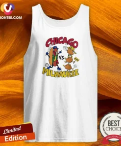 Funny Chicago Cubs Vs Milwaukee Brewers Baseball Hot Dog Cheese Curds Tank Top optimized for summer wear