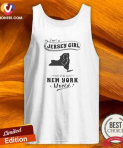 Funny Just A Jersey Girl In A New York World New Jersey And New York Map tank top optimized, sleeveless casual top with map graphic