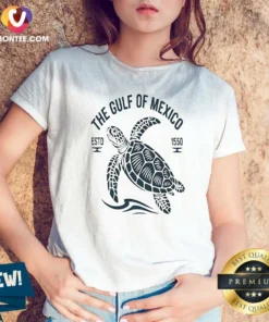 Funny Sea Turtle The Gulf Of Mexico Estd 1550 V Neck Shirt in v neck optimized style, comfortable short sleeve casual wear