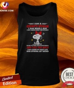 Good Snoopy Peanuts I Am A Grumpy Woman I Have Anger Issues Thin Patience tank top optimized with bold graphic print