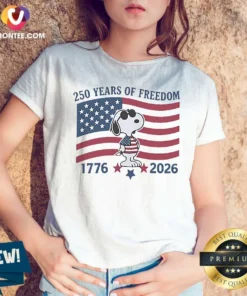 Good Snoopy Wearing Sunglasses 250 Years Of Freedom 1776 2026 V Neck Shirt v neck optimized in classic black