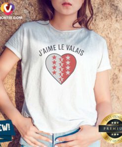 Original Valais Switzerland Canton J'Aime Le Valais Heart Symbol Patriotic Emblem V Neck Shirt v neck optimized in white cotton fabric