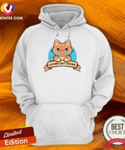 Pretty Crying But Trying Tabby Cat Kitten Emotional Support Mental Health Awareness Hoodie