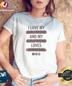 Pretty Good I Love My Girlfriend And My Girlfriend Loves Jungkook BTS Music V-Neck Shirt