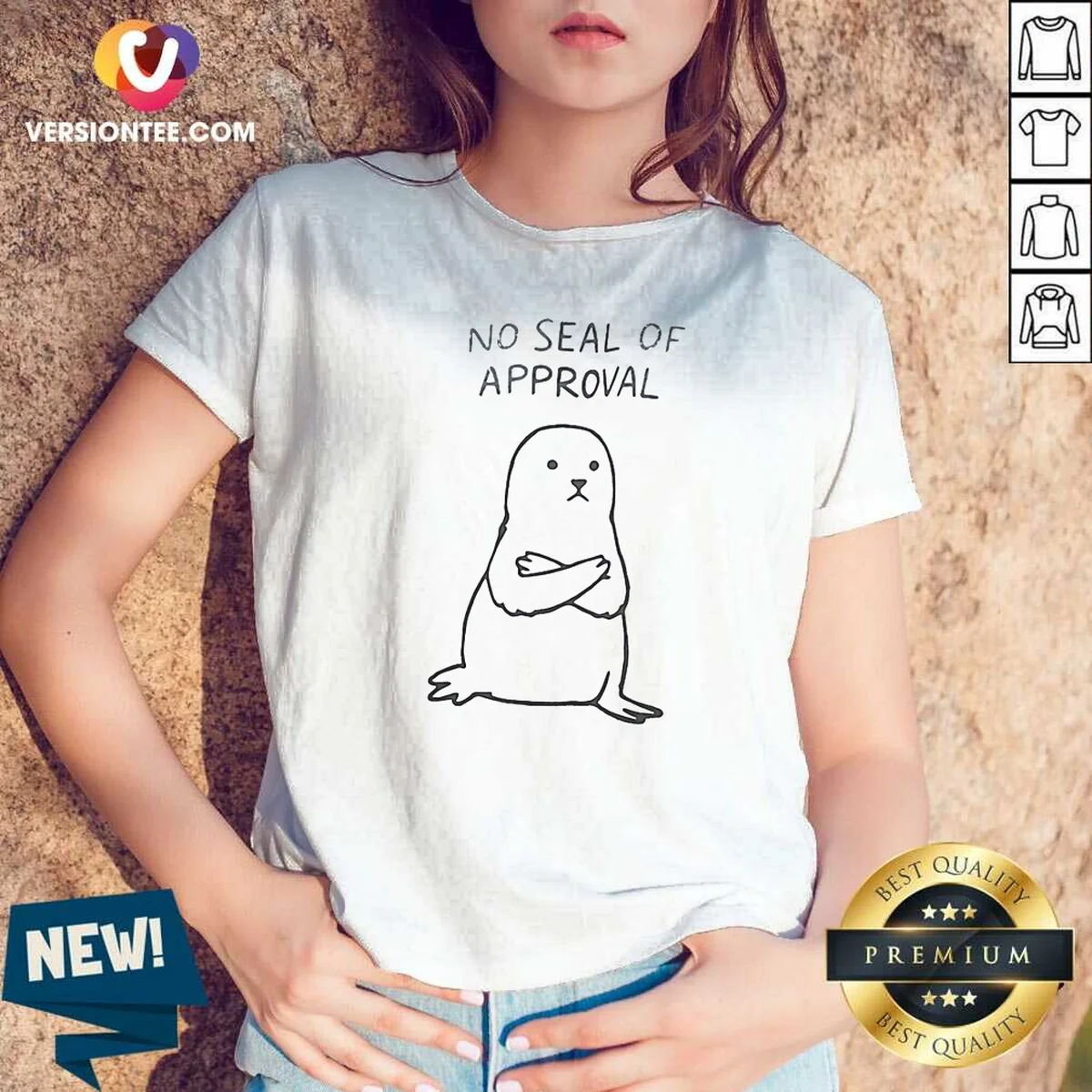 Pretty No Seal Of Approval Pun V-Neck Shirt Pretty No Seal Of Approval Pun V-Neck Shirt