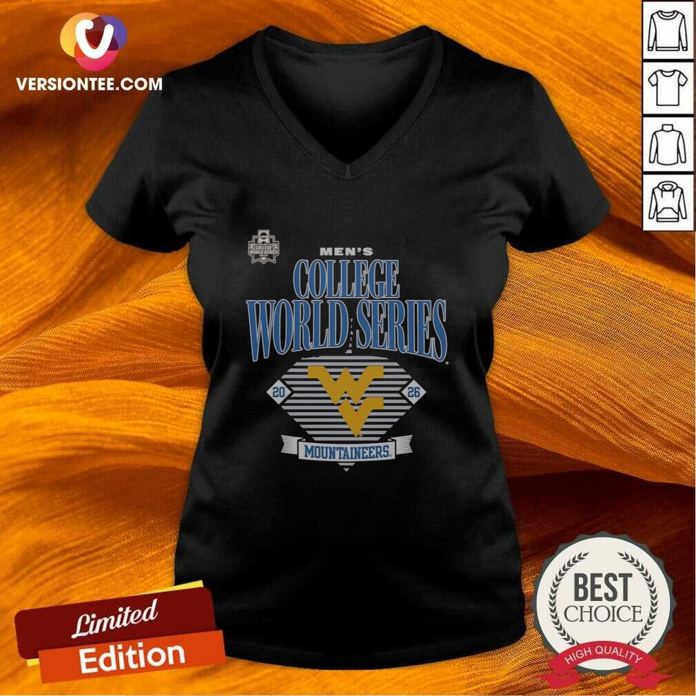 Pretty West Virginia Mountaineers 2026 NCAA College World Series Omaha Event shirt optimized on V-Neck Shirt Pretty West Virginia Mountaineers 2026 NCAA College World Series Omaha Event shirt optimized shown as a v-neck shirt preview