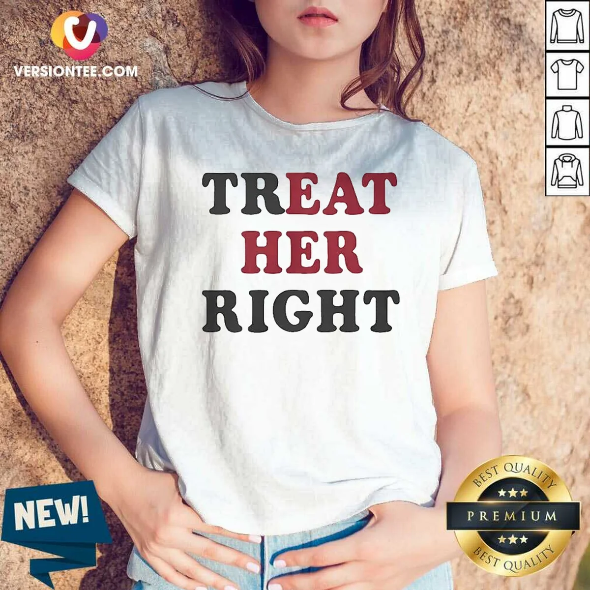 Top Happy Treat Her Right Eat V-Neck Shirt Top Happy Treat Her Right Eat V-Neck Shirt