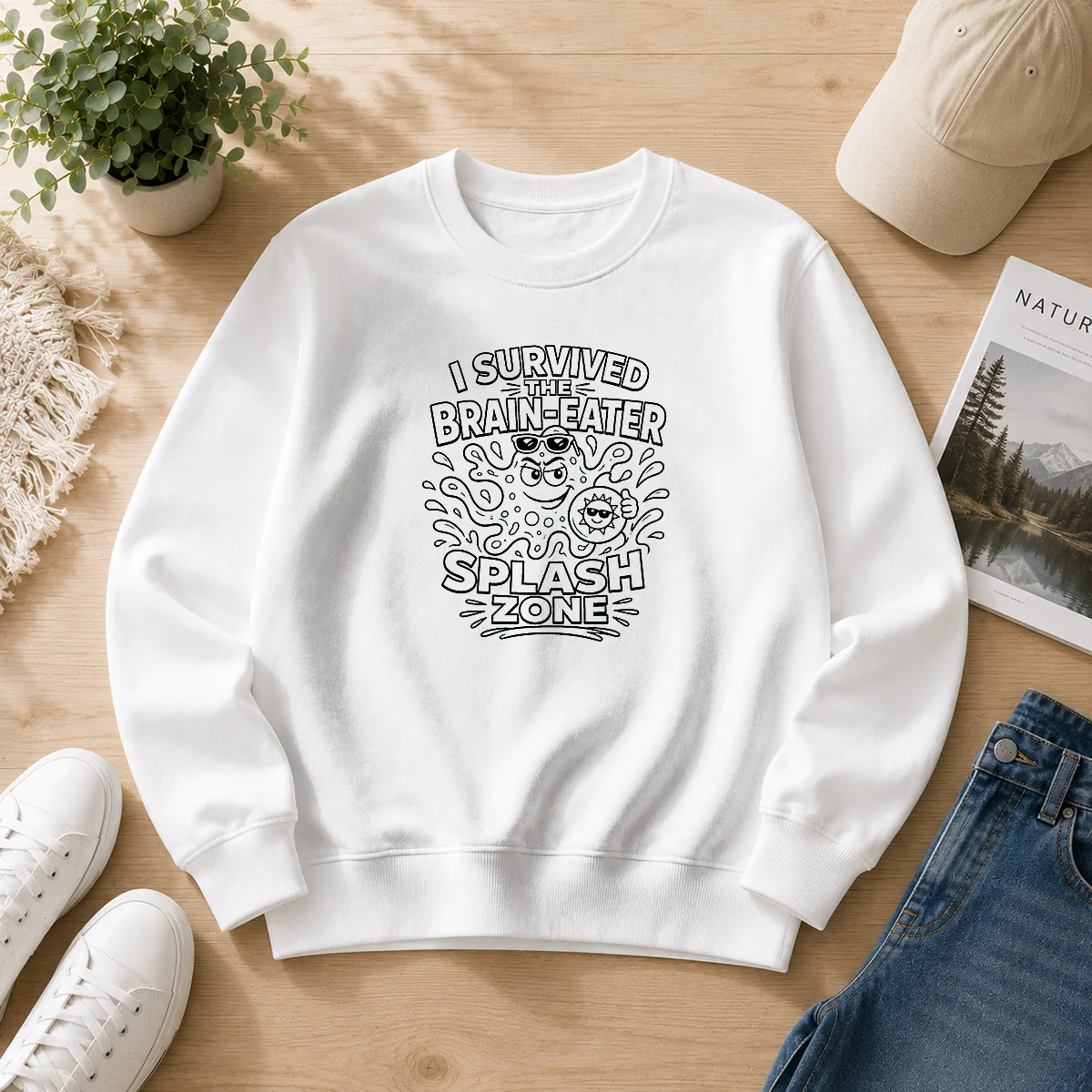 Awesome Brain Eater Splash Zone Line Art Copy Sweater