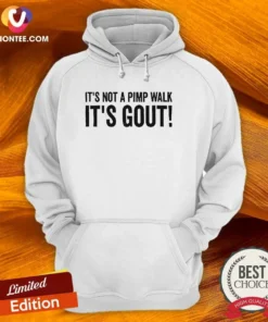 Awesome It Is Not A Pimp Walk It Is Gout Hoodie in black, front view with kangaroo pocket and drawstring hood