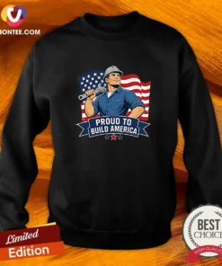 Awesome Labour Day Proud Blue Collar Worker Vector Sweatshirt in blue, featuring bold graphic text and a comfortable crewneck design