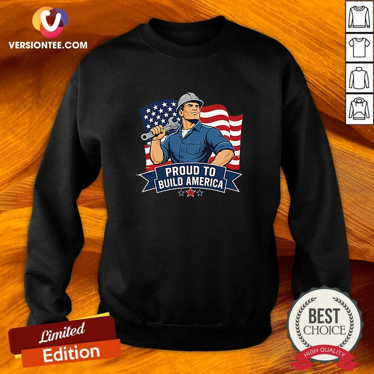 Awesome Labour Day Proud Blue Collar Worker Vector Sweatshirt in blue, featuring bold graphic text and a comfortable crewneck design
