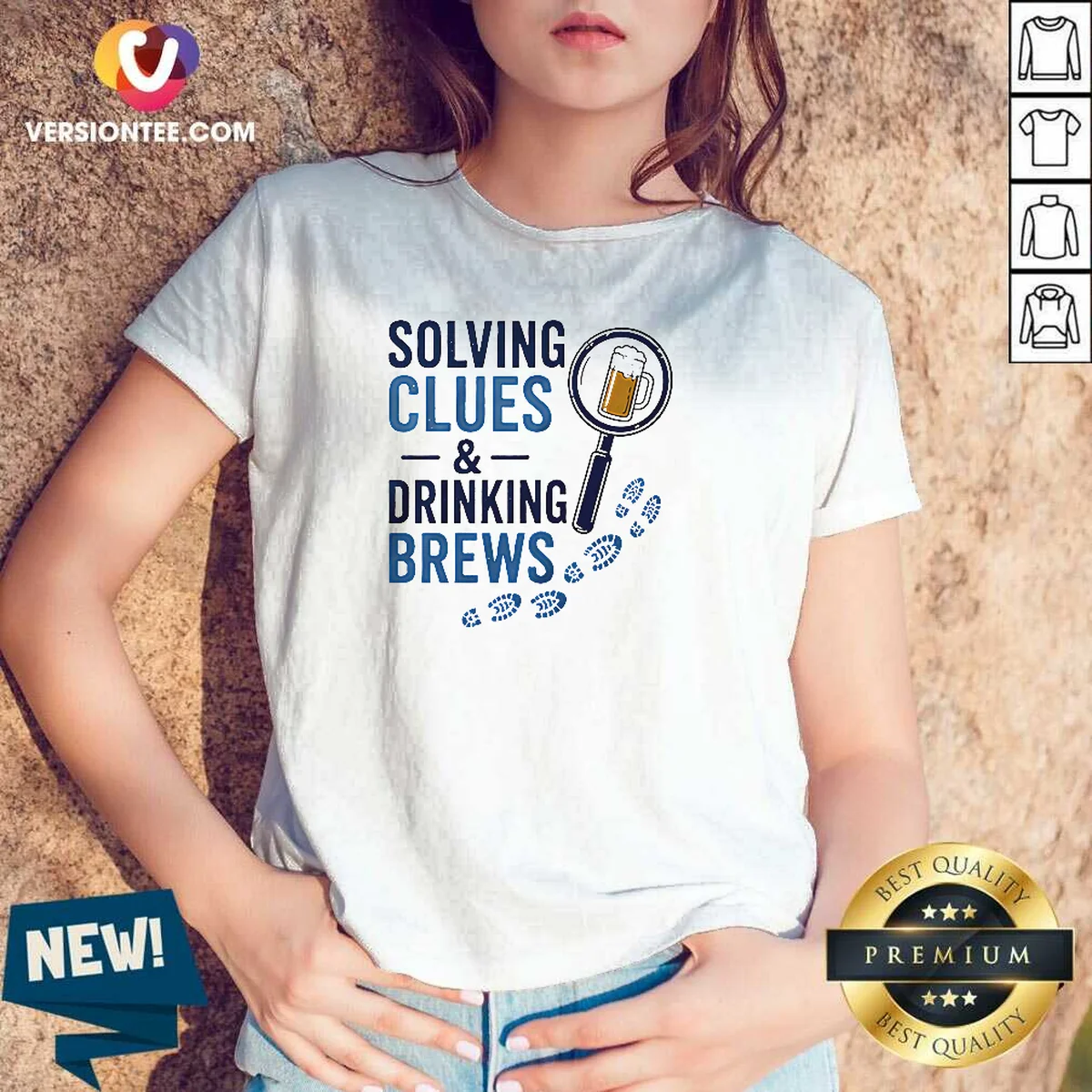 Awesome Solving Clues And Drinking Brews Detective V-Neck Shirt