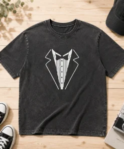 Funny Tuxedo Bow Tie Formal Suit Costume Washed T-Shirt
