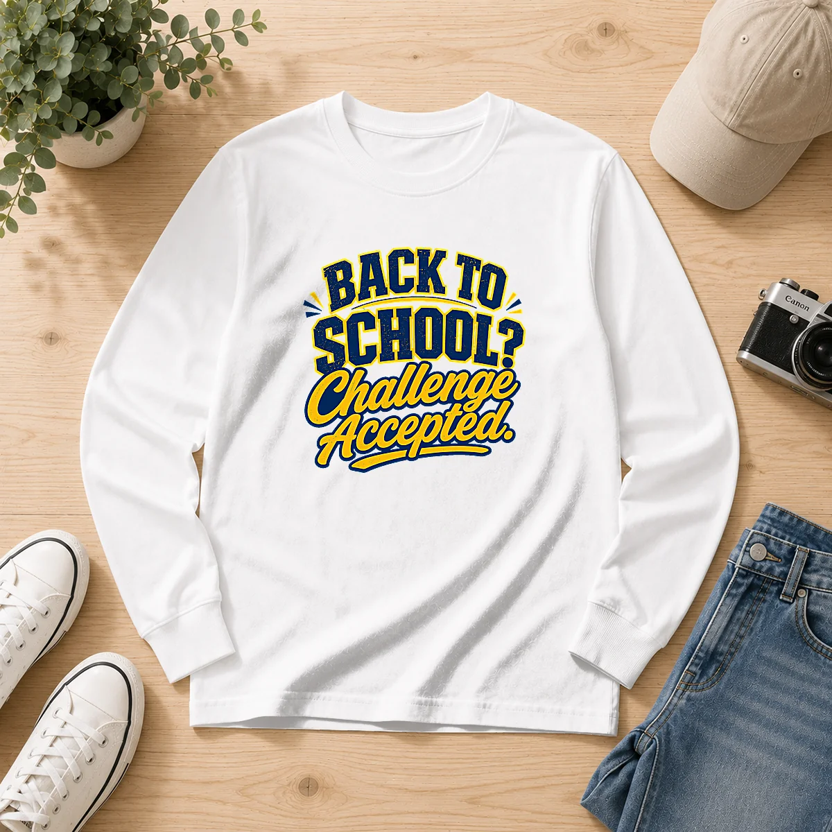 Good Back To School Challenge Accepted Vector Long Sleeve Shirt