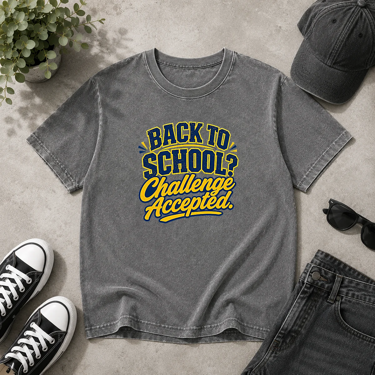 Good Back To School Challenge Accepted Vector Washed T-Shirt