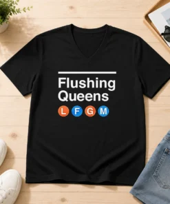 Good Flushing Queens L F G M New York Mets Baseball V-Neck Shirt