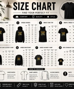 Size chart for Good Too Young To Retire Too Old For Tiktok Quote with measurements in inches and cm