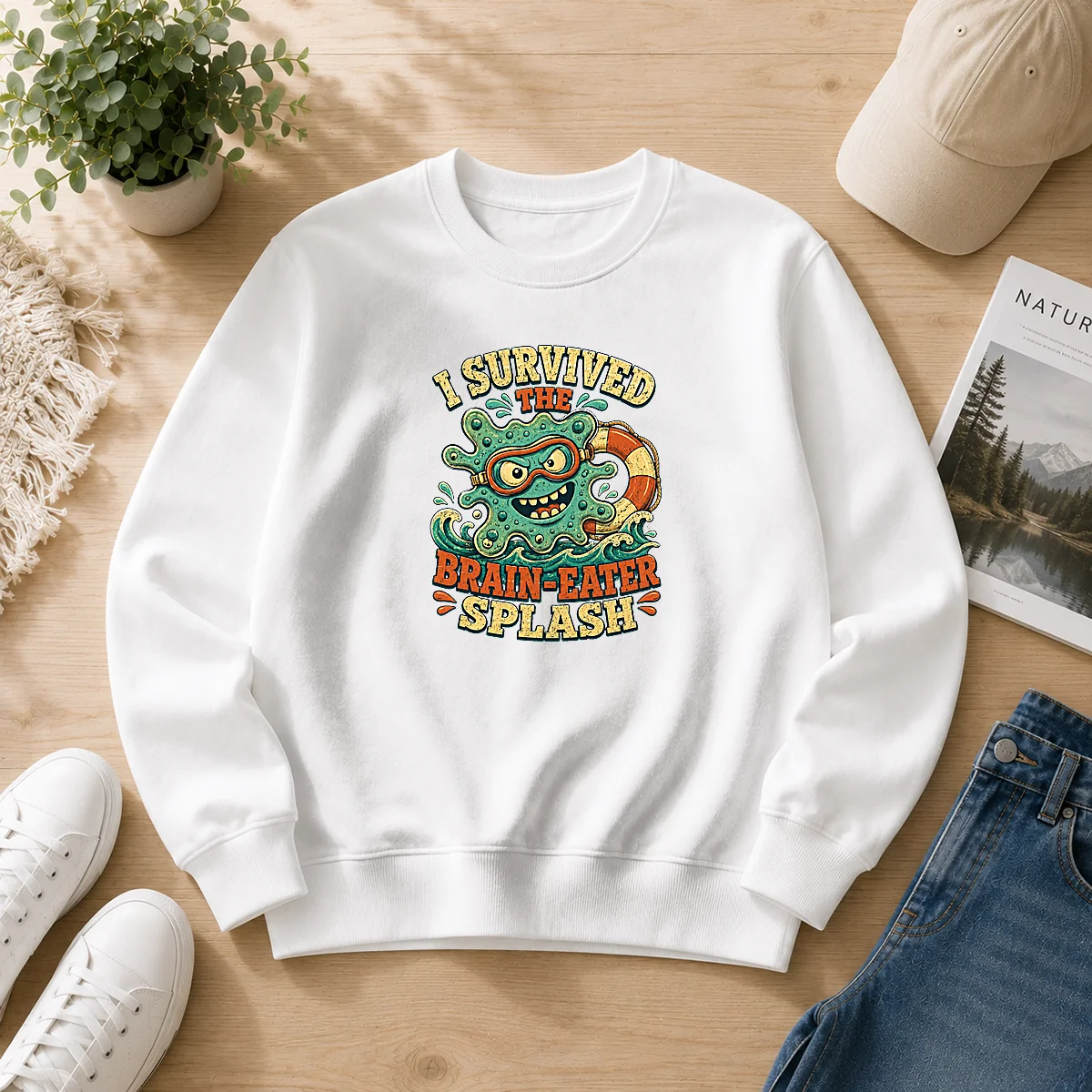 Good Vintage Brain Eater Splash Survivor Retro Copy Sweater