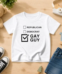 Hot Gay Guy Republican Democrat Ballot Election Checkbox Humor Kids T-Shirt