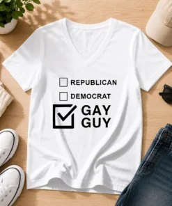 Hot Gay Guy Republican Democrat Ballot Election Checkbox Humor V-Neck Shirt