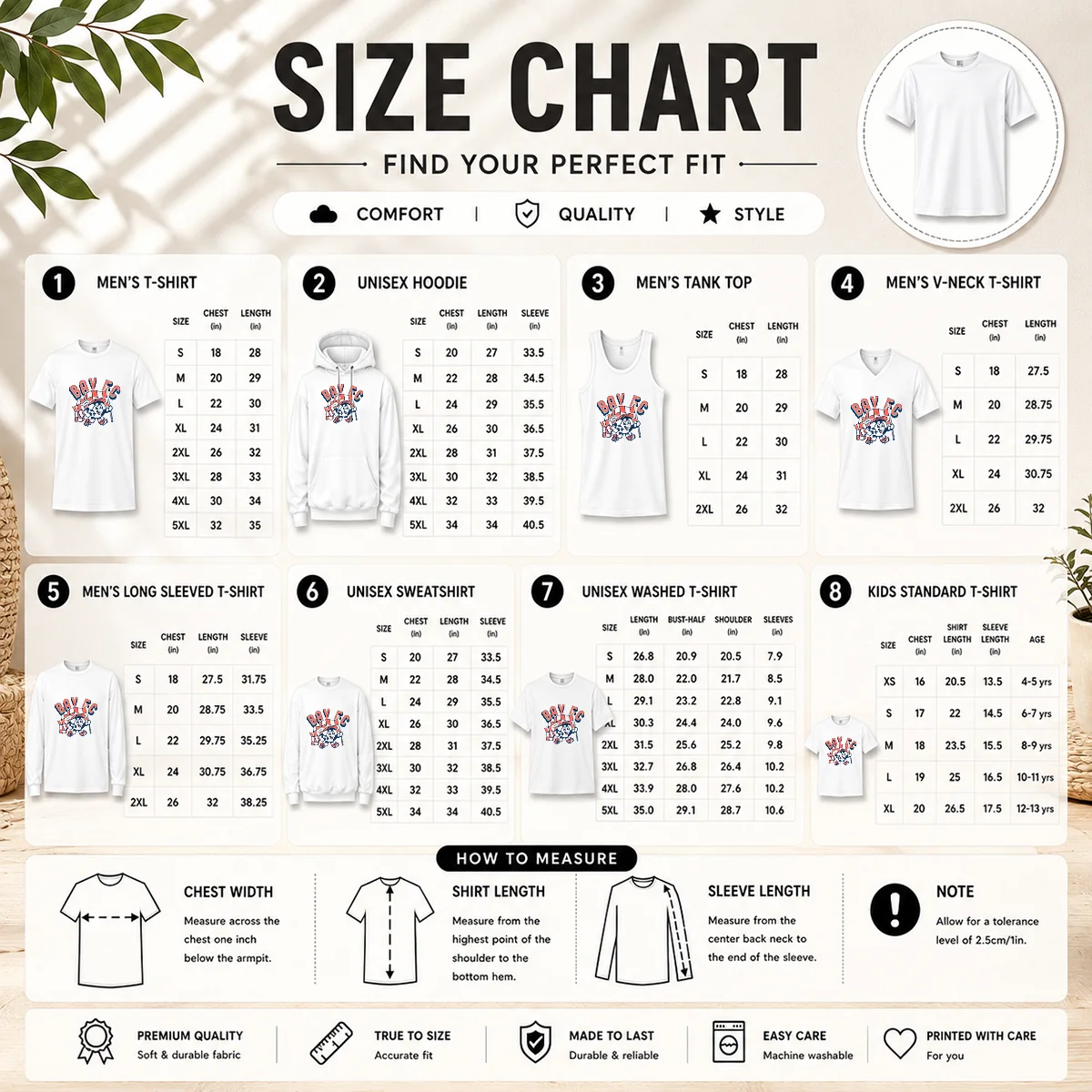 Size chart for Hot Kid'S Bay FC Soccer Player Ash with measurements in inches and cm