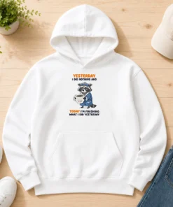 Hot Raccoon Yesterday I Did Nothing And Today Im Finishing What I Did Yesterday Hoodie