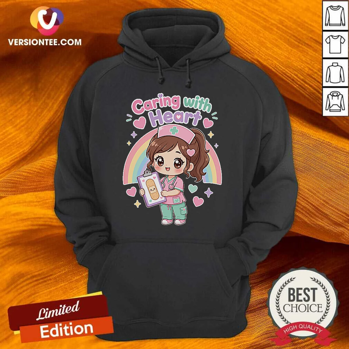 Kawaii Caring Nurse Graphic Tee for School Nurses Hoodie