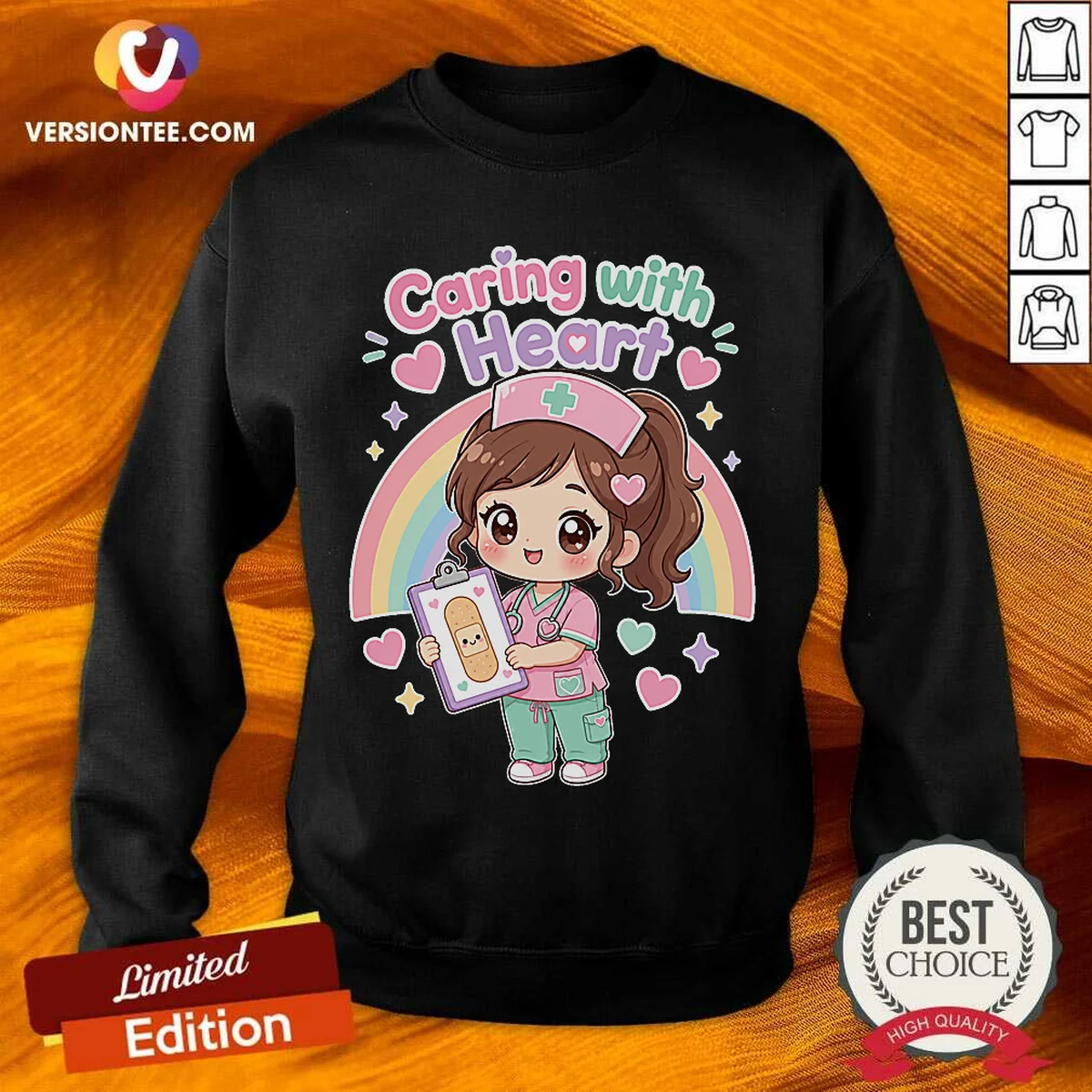 Kawaii Caring Nurse Graphic Tee for School Nurses Sweatshirt