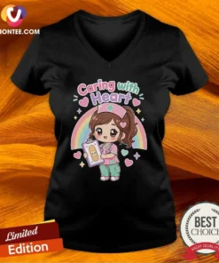 Kawaii Caring Nurse Graphic Tee for School Nurses V-Neck Shirt