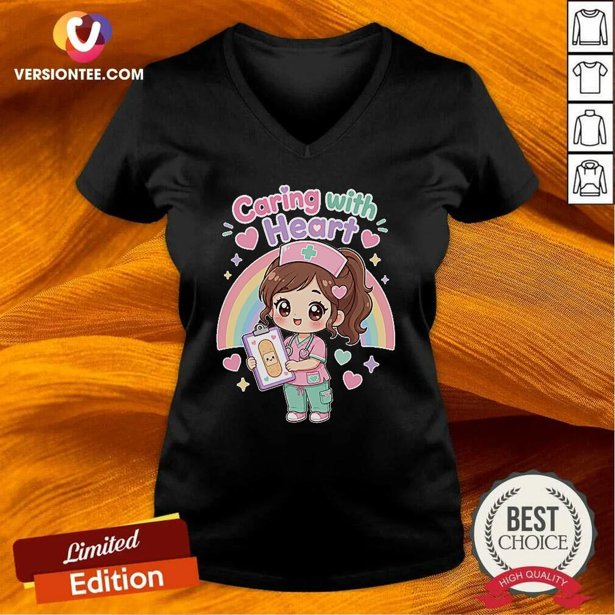 Kawaii Caring Nurse Graphic Tee for V-Neck Shirt Kawaii Caring Nurse Graphic Tee for V-Neck Shirt