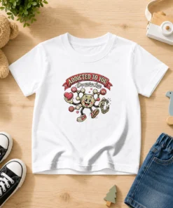 Official Dopamine Addicted To You Retro Distressed For Couples Kids T-Shirt