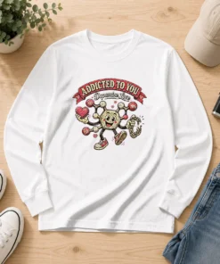 Official Dopamine Addicted To You Retro Distressed For Couples Long Sleeve Shirt