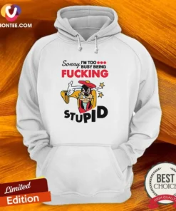 Official Goofy Sorry I'M Too Busy Being Fcking Stupid hoodie in black with front graphic print