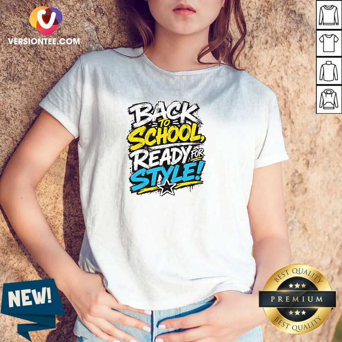 Original Back To School Ready For Style Streetwear V-Neck Shirt