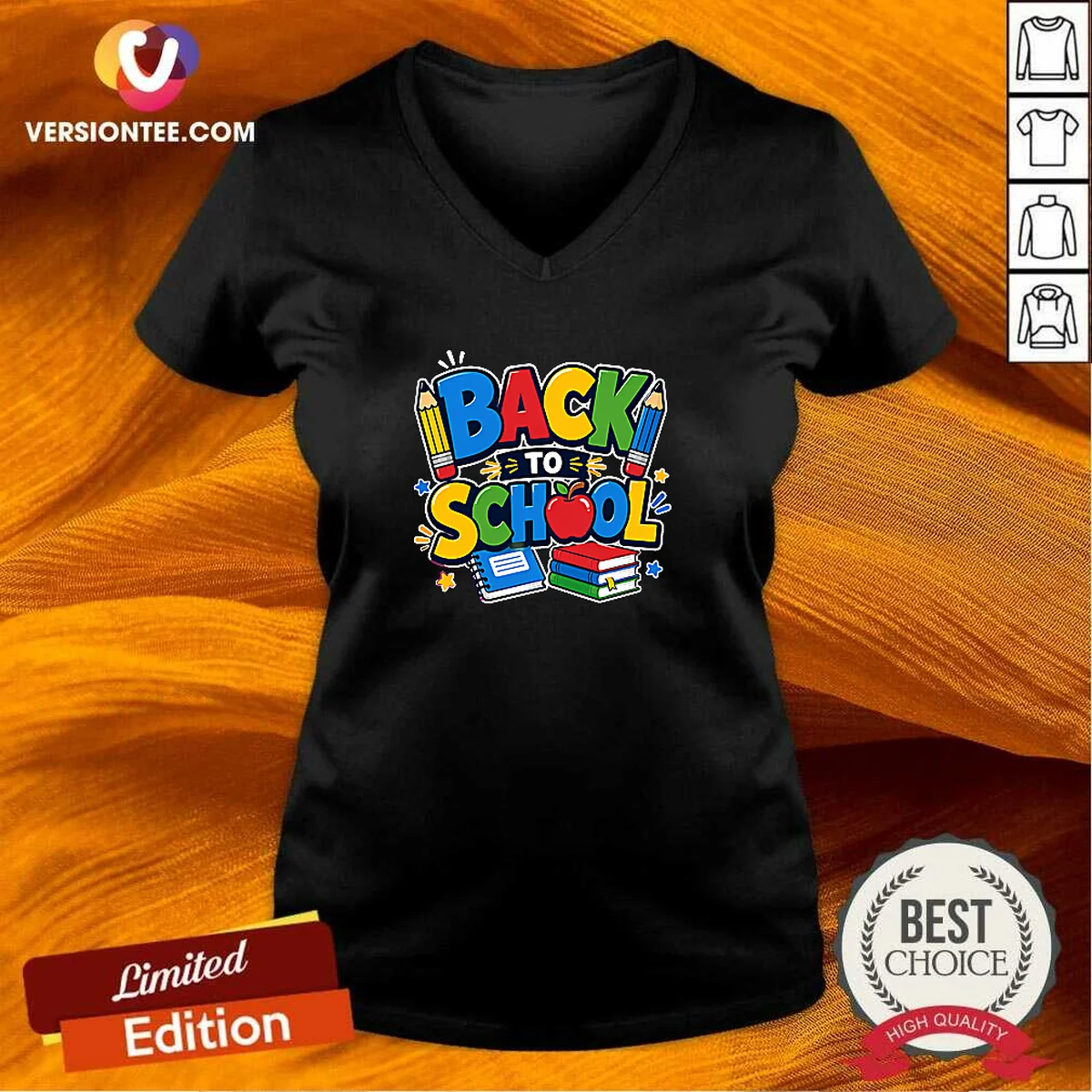 Original Fun Back To School Typography V-Neck Shirt