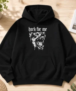 Premium Bark For Me Sarcastic Dog Hoodie in charcoal gray with front pouch pocket and drawstring hood