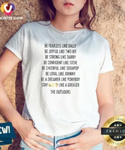 Premium Be Fearless Like Dally Be Joyful Like Two Bit Be Strong Like Darry Be Confident Like Steve V Neck Shirt in classic black cotton fabric