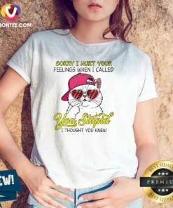 Premium Cat Sorry I Hurt Your Feelings When I Called You Stupid I Thought You Knew V-Neck Shirt