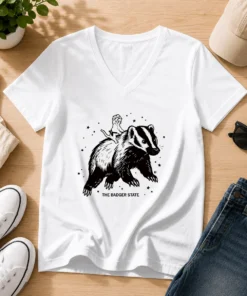 Premium Gary Riding Badger Ivory Heavyweight V-Neck Shirt