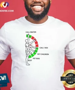 Premium Man Arm Positions Call Waiter Call Taxi Pet Children Pet Dog Rest shirt in classic fit short sleeve cotton tee