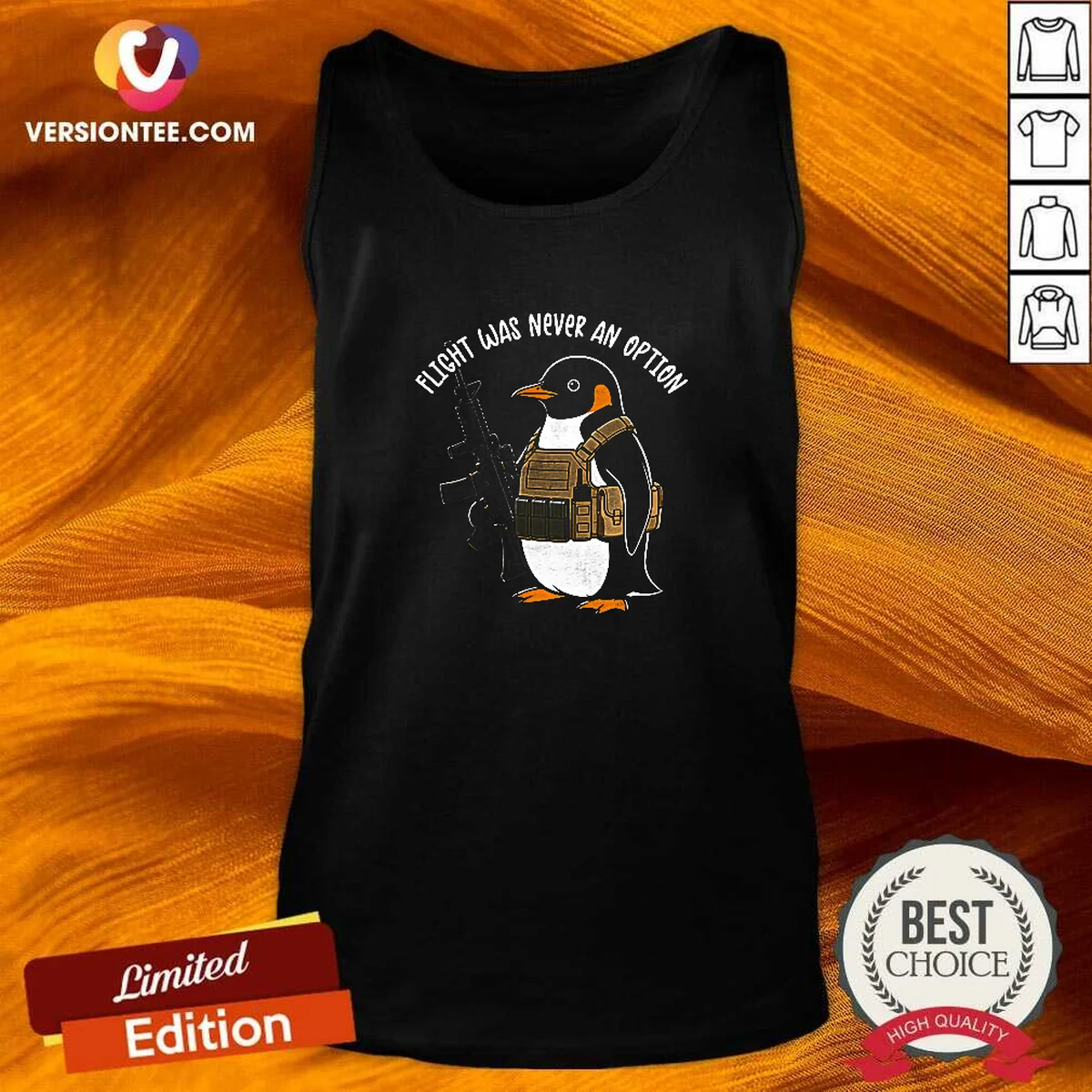 Pretty Flight Was Never An Option Tactical Penguin Funny Meme Tank Top