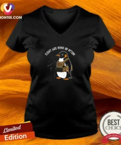 Pretty Flight Was Never An Option Tactical Penguin Funny Meme V-Neck Shirt
