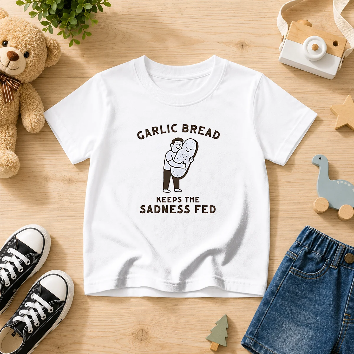 Pretty Garlic Bread Keeps The Sadness Fed Food Kids T-Shirt