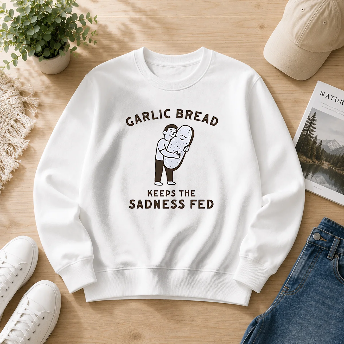 Pretty Garlic Bread Keeps The Sadness Fed Food Sweater