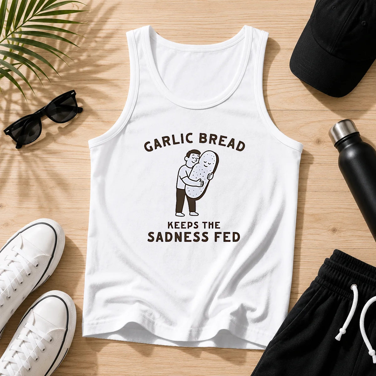 Pretty Garlic Bread Keeps The Sadness Fed Food Tank Top