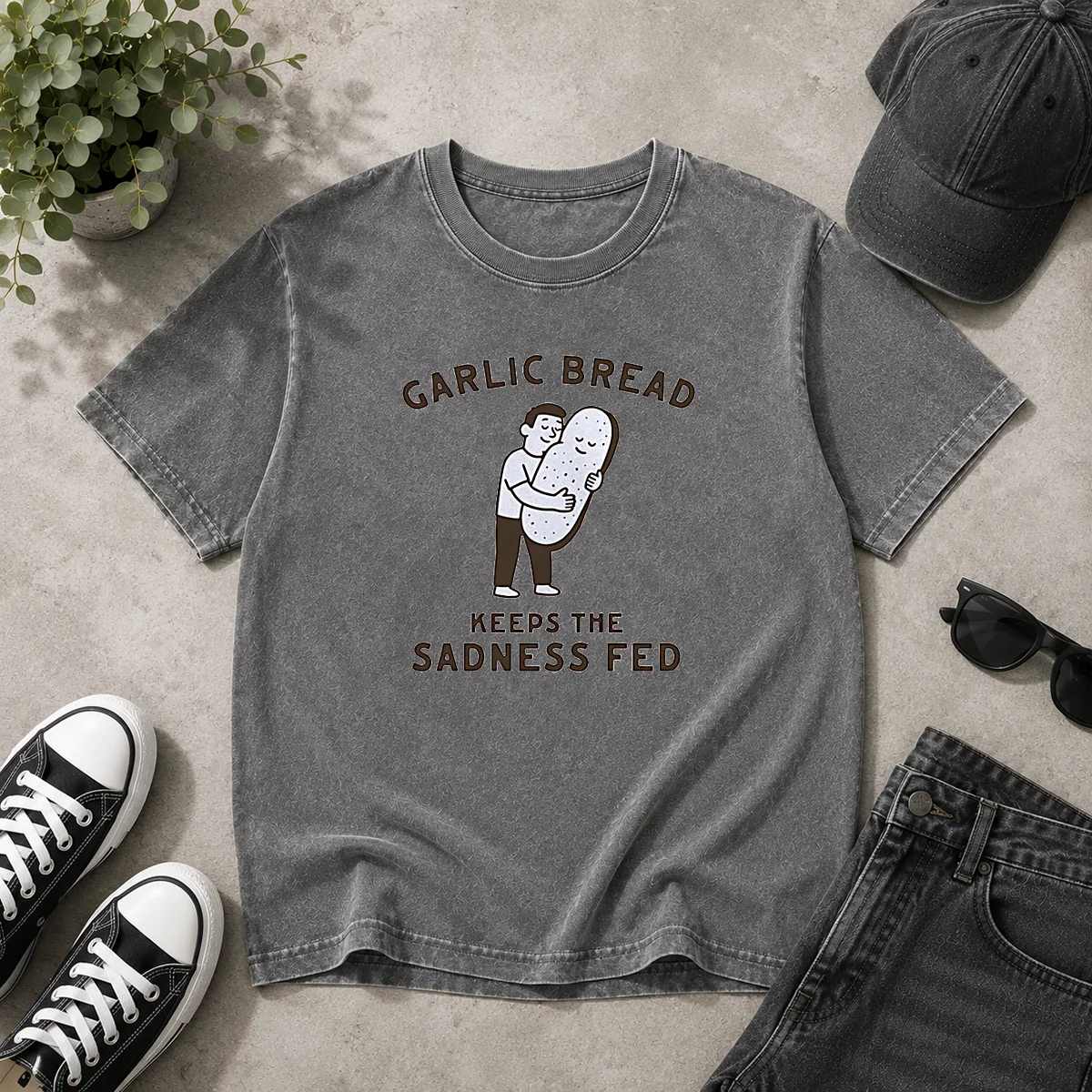 Pretty Garlic Bread Keeps The Sadness Fed Food Washed T-Shirt