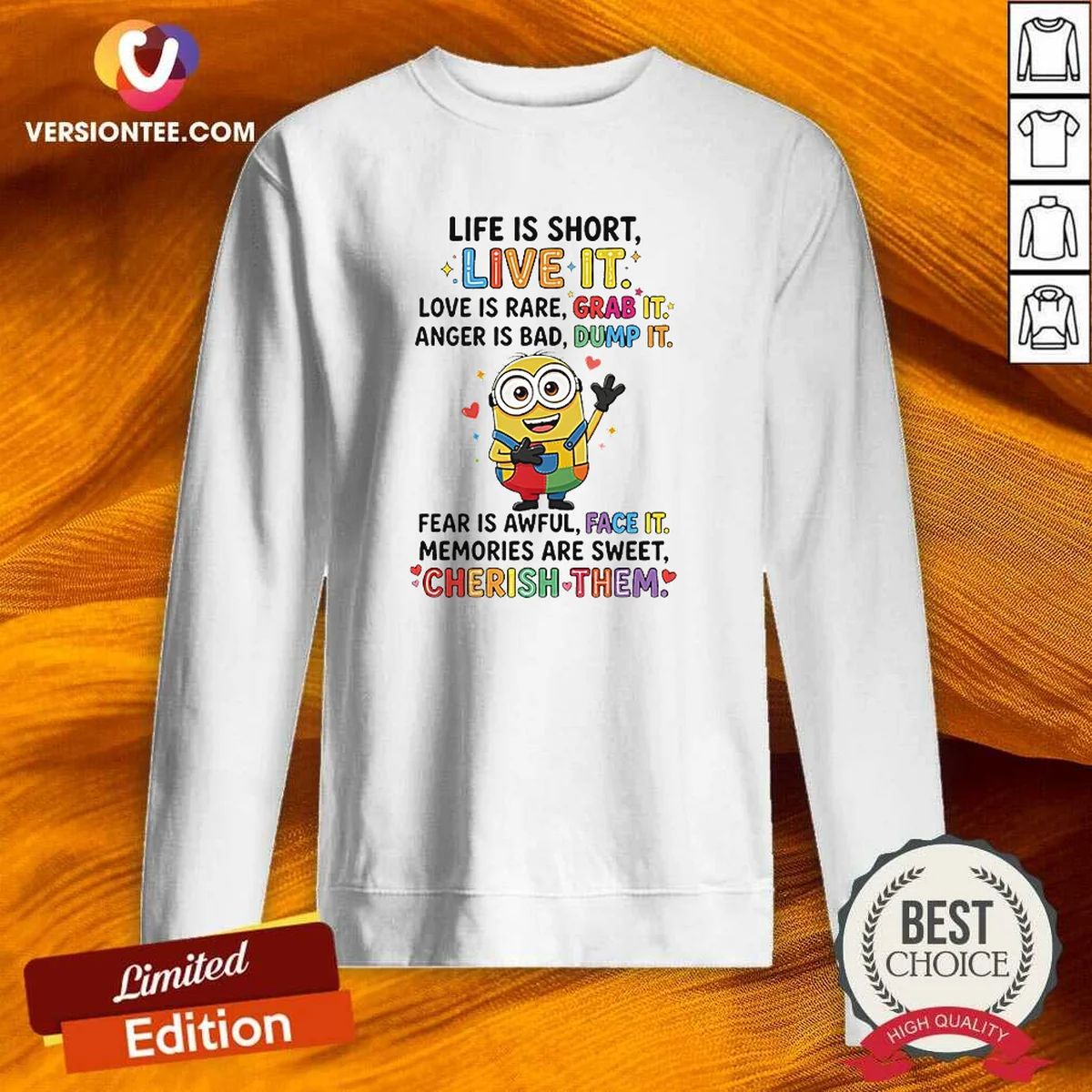 Pretty Minion Life Is Short Live Sweatshirt Pretty Minion Life Is Short Live Sweatshirt