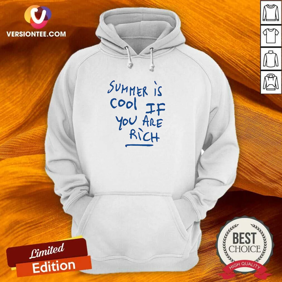 Top Summer Is Cool If You Are Rich Handwritten Marker Statement Wealth Quote Hoodie